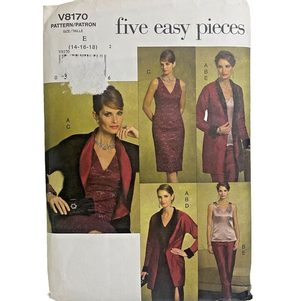 #V8170 Vogue Misses Petite Jacket Top Dress Skirt and Pants Sewing Pattern 14-18
